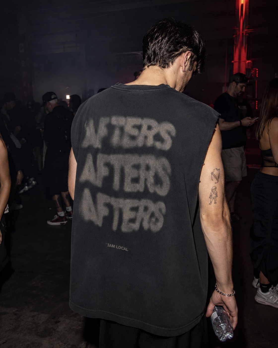 The Afters Cut worn at the club — AFTERS back print