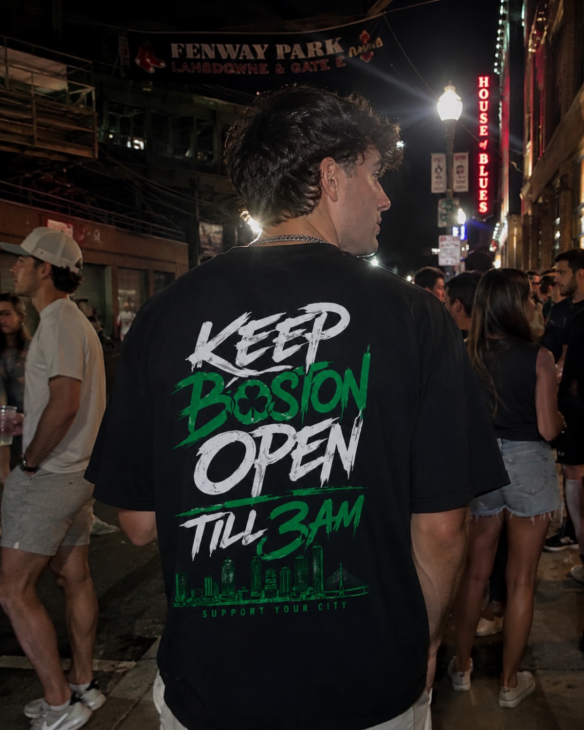 Boston Bedtime tee worn on Lansdowne Street by Fenway and House of Blues