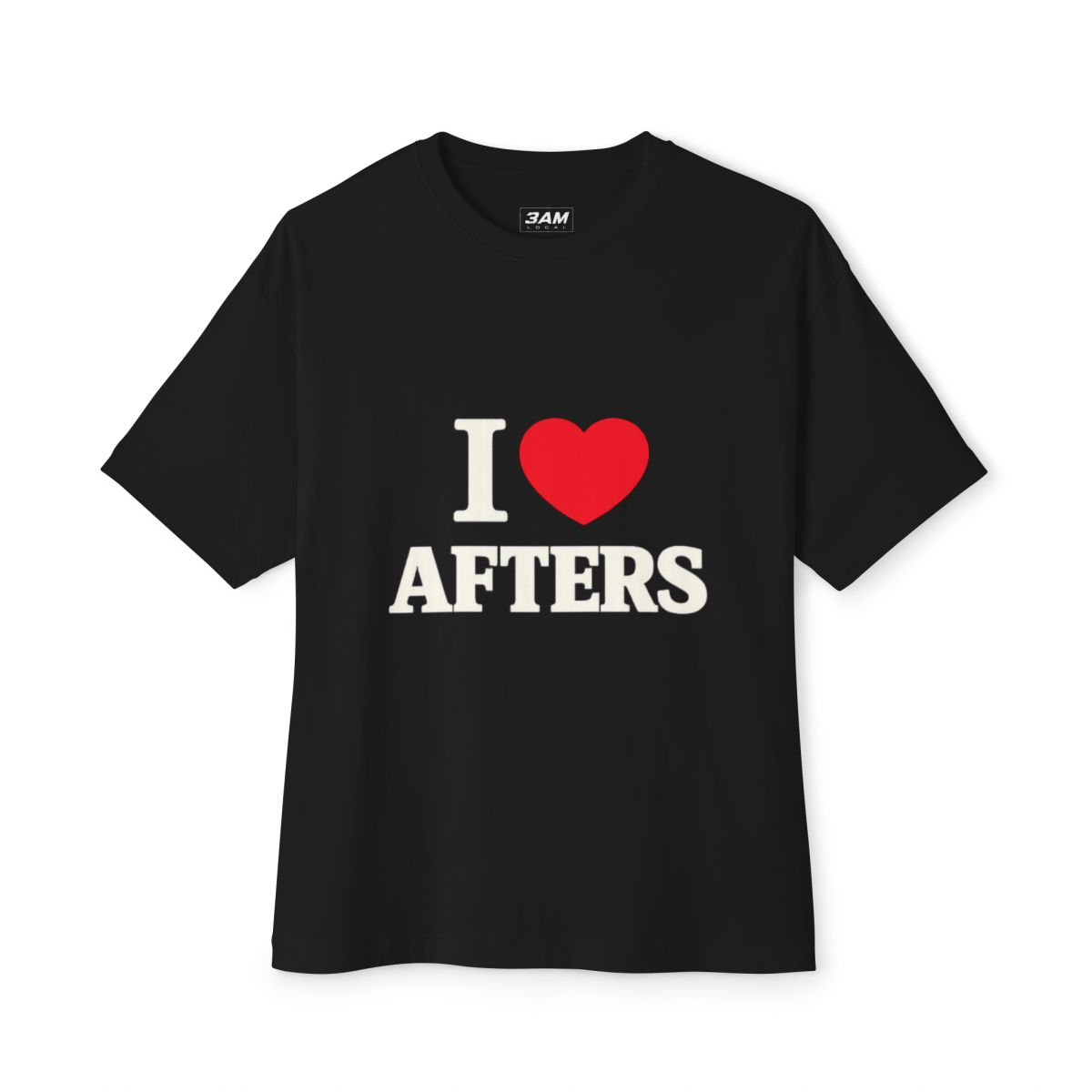 True Love — I ❤️ Afters boxy tee, white and black